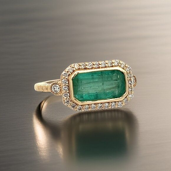 Natural Emerald and Diamond Ring 6.5 14k Y Gold 2.32 TCW Certified $4,950 310644 - Picture 1 of 14